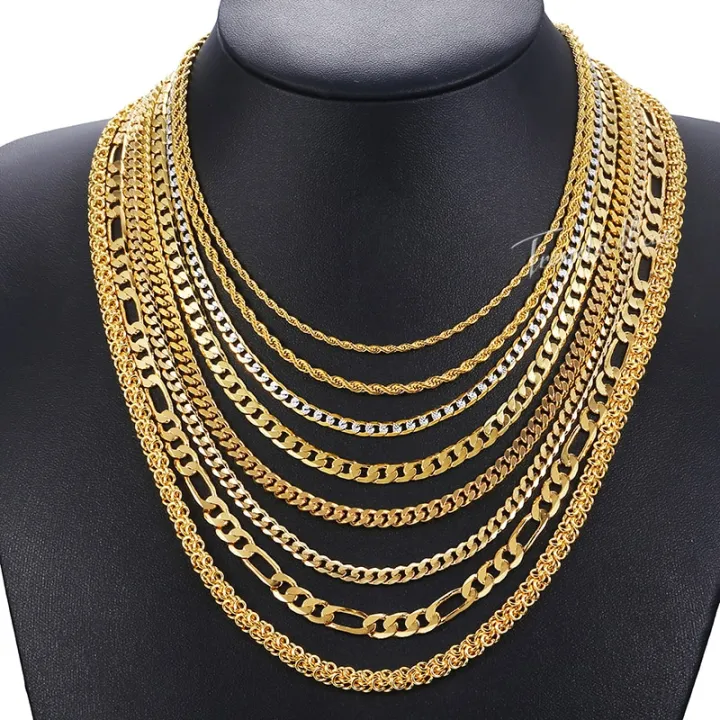 Necklace%20For%20Women%20Men%20Gold%20Color%20Figaro%20Rope%20Snake%20Curb%20Cuban%20Link%20Chain%20Mens%20Womens%20Fashion%20Jewelry%2018-24%20GNN2%20-%20Image%203