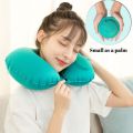 Portable Press Type Inflatable Air U-shaped Neck Pillow for Travel Office Airplane Home Car and Camping - Portable Travel Pillow. 