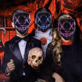 Cosplay Halloween Purge Mask Glowing Neon Led Mask Masque Masquerade Party Masks Flashing In The Dark Costume Accessories. 