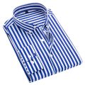 Classic Striped Shirt Men's Single-breasted Long-sleeved Shirts Autumn New Men Top Red Blue Black Slim Version Male Chemise. 