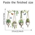 GC 2pcs Succulent Plants Wall Stickers, Removable Potted Plant Wall Decals Peel And Stick, Floral Leaf Decor Art DIY Sticker Wallpaper Supplies For Living Room. 