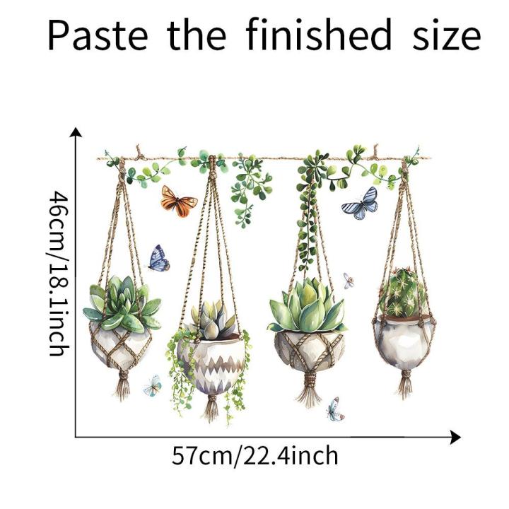 GC%202pcs%20Succulent%20Plants%20Wall%20Stickers,%20Removable%20Potted%20Plant%20Wall%20Decals%20Peel%20And%20Stick,%20Floral%20Leaf%20Decor%20Art%20DIY%20Sticker%20Wallpaper%20Supplies%20For%20Living%20Room%20-%20Image%204