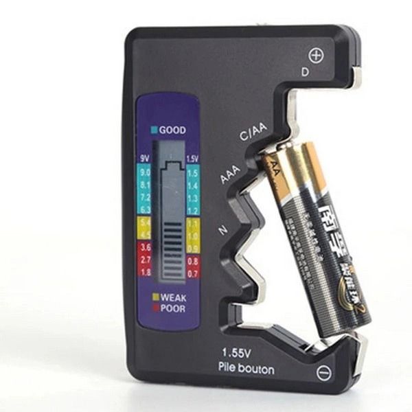 Battery Tester LCD Display AA/AAA/9V/1.5V Button Cell Battery Capacity Check Detector