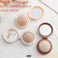 Mini Folding Hair Brush for Women with Integrated Mirror. 