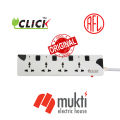CLICK Safe 4 Point Multiplug Extension Cord 4skt Port Multi Plug Socket.