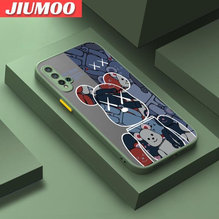 JIUMOO For Huawei Nova 5 Huawei Nova 5 Pro Case Fashion Simple Bear Frosted Transparent Back Cover Lens Camera Protect Phone Case Edge Full Cover Casing Hard Cases
