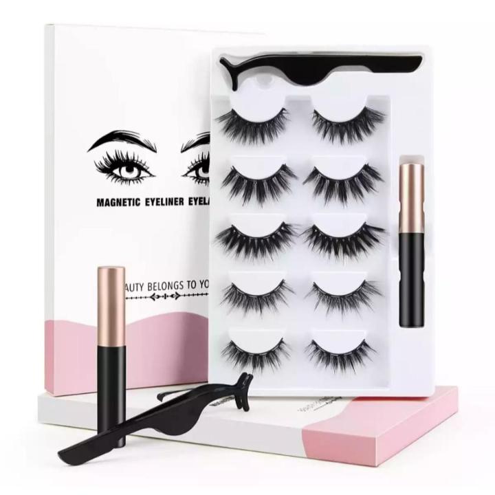 Magnetic eyelash suit 3 pair false eyelash with eyeliner