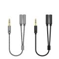 AUX Cable Jack 3.5MM Audio Cable Male to Double Female Stereo Audio Cable Nylon Braided Headphone Splitter Y Type Audio Cable.