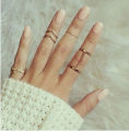 Fashionable Multi design Stone & Flowers Crystal Crown Finger Ring 5Pcs Sets. 