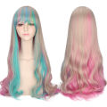 Internet celebrity cute wig female air bangs long straight hair light blonde long hair foal natural fluffy full hood. 