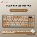 Ajazz 2024 New Ak870 Mechanical Keyboard Three-mode Hot-swappable Removable Screen Knob Wireless Bluetooth E-sports Game Gasket.