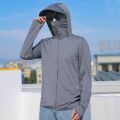 1Pcs Men’s Ice Silk Sun Protection Jacket – Anti-UV Thin Hooded Sportswear Coat, Summer Winter Outdoor Fishing Hiking Sunscreen Casual Top. 