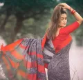 Exclusive Handloom Jhorna Saree For Women Red_Ash By Tangail Sari Collection(TAN) - Sari - Sari. 