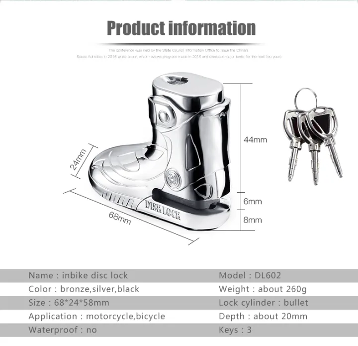 Shoe%20Shape%20Anti%20Theft%20Disc%20Brake%20Rustproof%20Rotor%20Lock%20(Antique%20Bronze%20Color)%201%20Piece%20with%203%20Key%20-%20Image%209