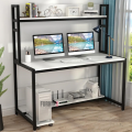Home Office Desk with High Tower Shelf, Reversible Shelves Computer Table Workstation, No CPU Tray, Gaming & Study Drafting Table for Bedroom. 
