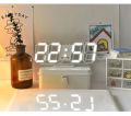 3D Digital Wall Clock LED Table Clock Time Alarm Temperature Date Sound Control Night Light With Button Control Clock ( Only White Color) - D Shop. 