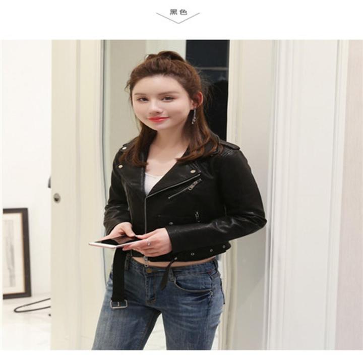 Women's Leather Coat Yellow Pink Black ShortpuLeather2023New