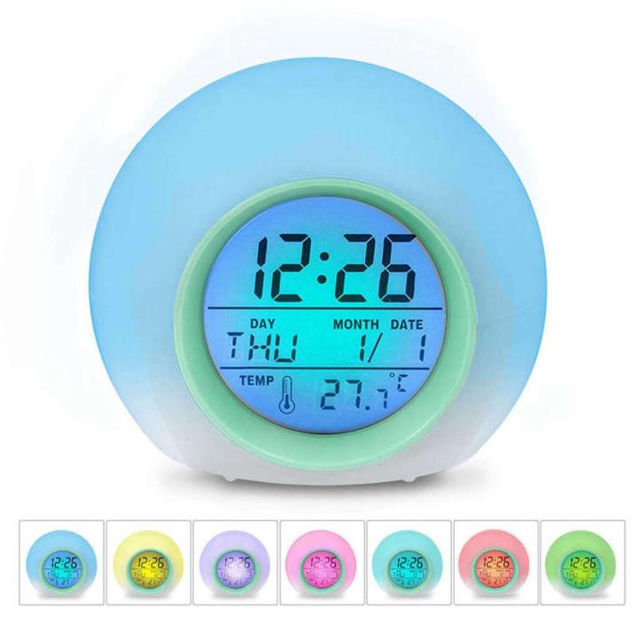Kids Alarm Clock - Wake Up Light Digital Clock With 7 Colors Changing, Press Control And Snooze Function For Bedrooms