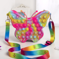 Butterfly with Rainbow Cloud Pop Itting Purse For Girls Sensory Fidget Toy Silicone Shoulder Bag Push. 