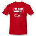 Funny I'm with Stupid T Shirts Humor Graphic Cotton Streetwear Short Sleeve O-Neck Harajuku T-shirt Mens Clothing.