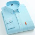 Casual men shirt long sleeve white Solid Color Pocket Male Social Formal Men Shirt Long Sleeve Slim Fit Cotton Button Up Shirt. 