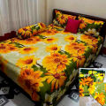 Cotton Fabric Multicolor Print 7.5 by 8.5 Feet Double King Size Bedsheet Set with Two Pillow Covers - Bed Sheet. 