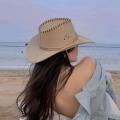 Summer Wide Brim Breathable Men's Sun-Shade Sun Hat Beach Travel Casual Hat Outdoor Knight Cowboy Hat.