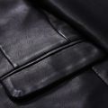 Black Single-button V-neck Blazer Jacket Men's Fashion Casual Coat PU Fabric Large Size M-5XL Outer Flap Pocket Decoration.