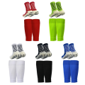 2 Pairs Set Men Grip Soccer Socks and Knee Pads Calf Sleeves Adult Youth Non Slip Leg Shin Guards for Basketball Football Sports. 