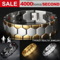 【DM bag factory Store】4000 Gauss Stainless Steel Magnetic Bracelet for Men Gold Color 4 IN 1 Bracelet Health Bracelet. 