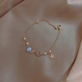 Zircon Pearl Bracelet for Women Adjustable Alloy Chain with Star Moon Charm Elegant Beaded Jewelry for Party Wedding and Daily Wear. 
