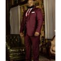 Men Suits Slim Fit 3 Piece Big And Tall Burgundy Suits For Wedding Male Blazer Set Vest Pant Plus Size Full Men's Clothes Outfit.
