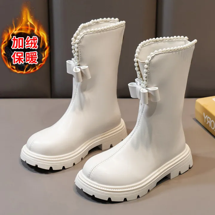 Girls'%20booties%20Fall/Winter%202023%20style%20bow%20Mary%20Jane%20pearl%20with%20fleece%20boots%20for%20kids%20boots%20Boots%20for%20girls%20-%20Image%206