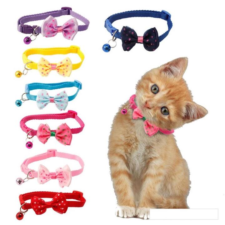 New Adjustable cat Collar High quality Dot Prints Doggy Bow Tie