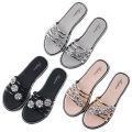 Slippers Women's 2024 New Wear Summer Semi-Slippers Fashion Flower Beach Shoes Sandals Flat Casual Flip-Flops.