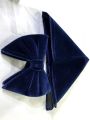 Velvet Bow Tie And Pocket Square Set For Men (Navy Blue).