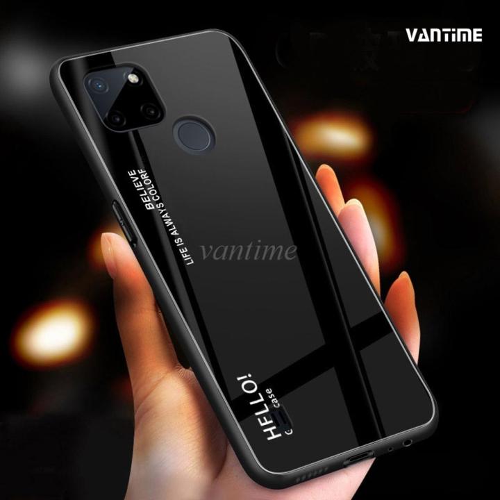 Vantime for Realme C21Y / Realme C25Y Case Gradient Phone Back Hard Glass Cover