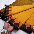 Tangail Tat Saree for Women All Season Cotton Fabric Traditional Elegant Style Without the Blouse Piece Available in Yellow Color.