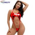 Navel Revealing Monokini Stylish Halter Monokini Glossy Bkless Belly Hollow Perfect One-piece Swimsuit for Soutast Asian Beh Lovers.