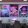 90s Neon Game Restaurant Synthwave CD Game Machine Fantasy Art Retro Poster Canvas Paintings Wall Art Pictures Home Decor. 