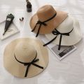 New Sun Hat Ladies Summer Beach Big Brimmed Straw Hat Seaside Vacation Sunshade Sunscreen Foldable Dome Straw Hat Ladies Hat.