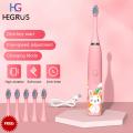 HEGRUS Electric Toothbrush Sonic Children's Electric Toothbrush Kids 3 To 12 Years Old Cleaning Care Oral Bacteria Soft Hair Small Brush Head 6 Replacement Brush Heads USB Charging Low Noise. 