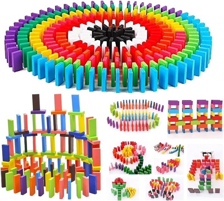 Wooden Blocks Dominoes Game Toys for Kids 5 Years+,Wooden Building Blocks Set & Kids Activity Toys for Kids Boys & Girls (Pack of 100 Pieces)