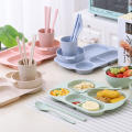 6Pcs/set Wheat Straw Dinnerware Students Household Set Biodegradable Plastic Unbreakable Dinnerware Tableware Plates for Children. 