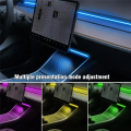2 PCS Car Interior RGB Neon Light LED Strip Center Console Dashboard Wireless Charging Ambient Lamp Black Plastic for Model 3 Y(B).