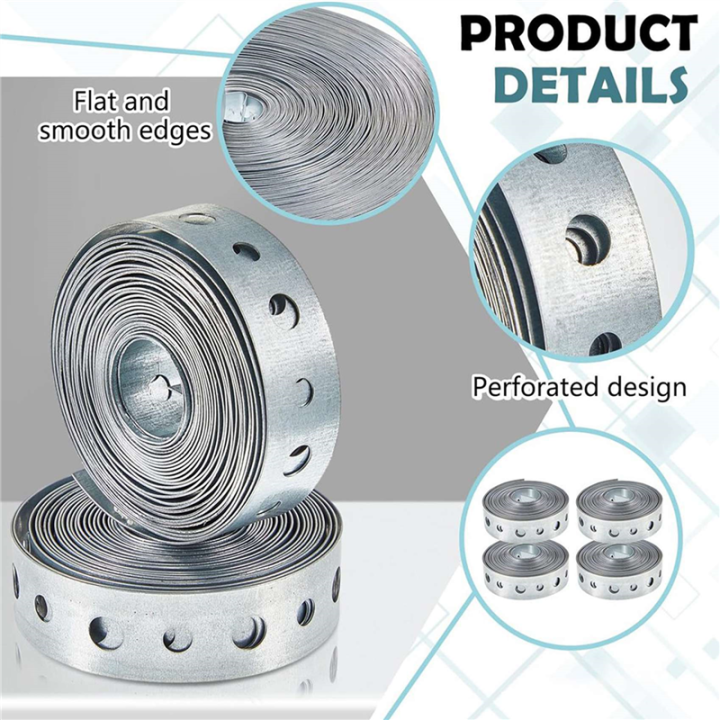 8%20Pcs%20Galvanized%20Hanger%20Strap%20Metal%20Strapping%20with%20Holes%20Pipe%20Hanger%20for%20Pipe%20Supports%20Hanging,%2010%20Ft%20-%20Image%202