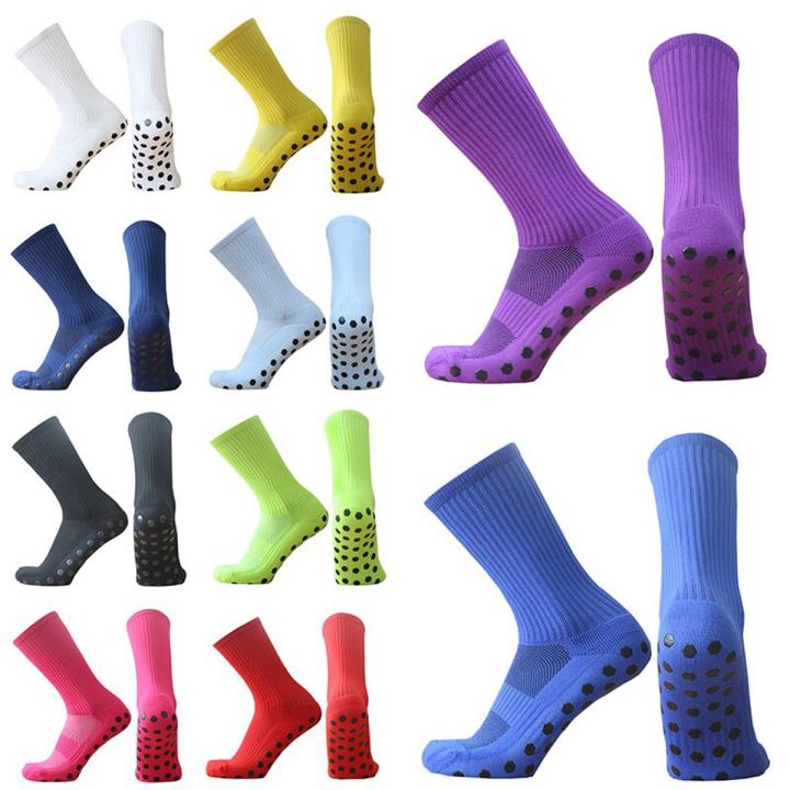 New Hexagonal Anti Slip Solid Color Football Socks Sports Grip Soccer Socks