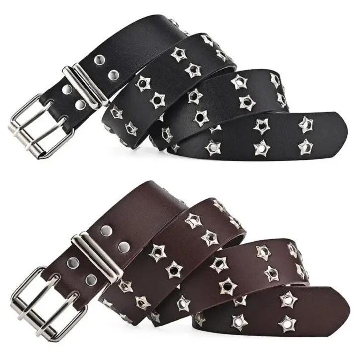 Adjustable%20Rivet%20Belt%20Trendy%20Double%20Buckle%20PU%20Leather%20Goth%20Belt%20Star%20Design%20Double%20Pin%20Belt%20for%20Men's%20Fashion%20Women's%20Fashion%20-%20Image%203