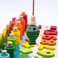 Kids Toys Wooden Geometric Shape Color Digital Cognition Puzzle Math Early Educational Toys For Children. 