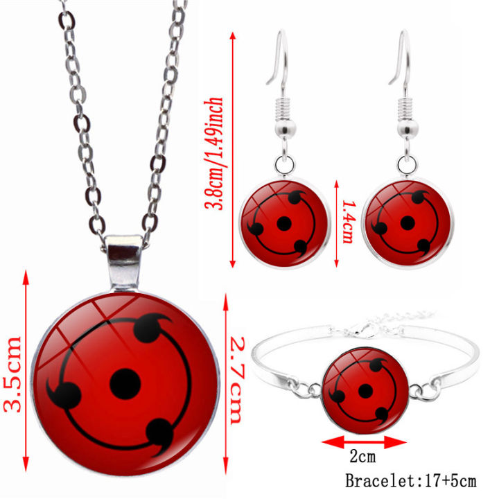 Cross-border%20new%20accessories%20Naruto%20Sharingan%20Time%20Gem%20Necklace%20Bracelet%20Earring%20Set%20Decoration%20-%20Image%202